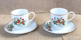 Vintage Avon Strawberry Daisies Demitasse Mug Mini Teacup And Saucer Set 1978 - $13.86