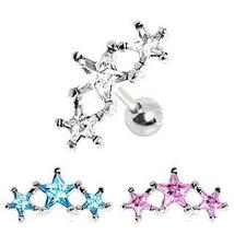 316L Surgical Steel Triple Star Cartilage Earring - £12.00 GBP