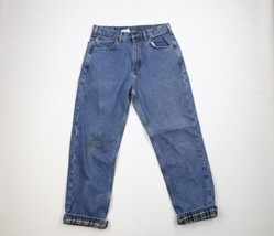 Vintage Carhartt Mens 34x32 Distressed Flannel Lined Relaxed Fit Denim Jeans - £63.26 GBP