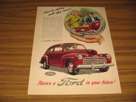 1946 Print Ad Ford Cars in Your Future Happy Ladies Inside Crystal Ball - $10.38