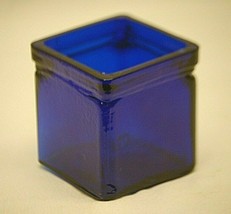 Cobalt Blue Square Glass Candle Holder or Succulent Planter Windowsill Decor - £13.30 GBP