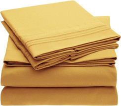 Mellanni 1800 Brushed Microfiber Queen Bed Sheet Set, 4 Piece - Yellow - £27.28 GBP