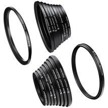 18 Pieces Filter Ring Adapter Set, Camera Lens Filter Metal Stepping Rings Kit ( - £39.14 GBP