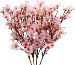 Uieke 4Pcs Artificial Cherry Blossom Flower, Silk Peach Flowers Fake Plants - £32.18 GBP