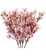 Uieke 4Pcs Artificial Cherry Blossom Flower, Silk Peach Flowers Fake Plants - $41.98