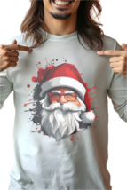 Autumn LeAnn Designs | Santa Claus Men&#39;s Long Sleeve Christmas Holiday T... - $27.59+