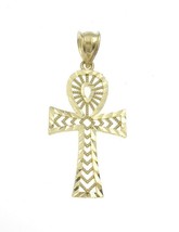 Egyptian Ankh Cross Pendant 10k Yellow Gold Charm 1.6&quot; - £106.02 GBP