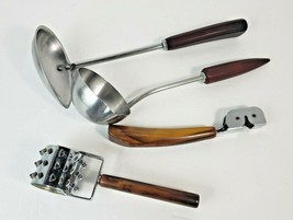 Lot 4 Vintage Butterscotch Brown Swirl Bakelite Handle Tenderizer Corona Ladles - £36.98 GBP