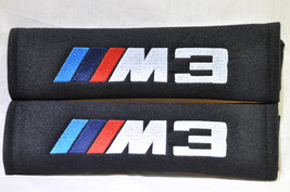 2 pieces (1 PAIR) BMW M3 Embroidery Seat Belt Cover Pads (Black pads) - £13.42 GBP