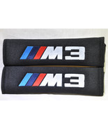 2 pieces (1 PAIR) BMW M3 Embroidery Seat Belt Cover Pads (Black pads) - £13.36 GBP