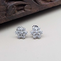 Real 925 Silver CZ silver Stud Earring Set In Platinum Finish - £14.36 GBP