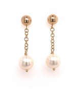Akoya Pearl Dangle Earrings 1.25&quot; 14k Gold 8.19 mm Certified $990 017542 - $494.01