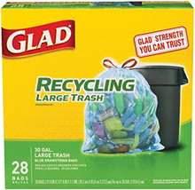 Glad Recycling 30 Gal. Trash Bags Drawstring 28 Pk - $32.81