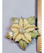 LC Liz Claiborne White Poinsettia Pin Enameled Auora Bourealis Pearl Bug... - £11.64 GBP