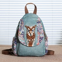  Handmade Canvas Backpack Women Vintage Weave Bag New National Tassel Backpack F - £44.79 GBP