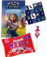 Disney Encanto 32 Valentine Cards and Stickers with Charms Lollipops  - $17.99