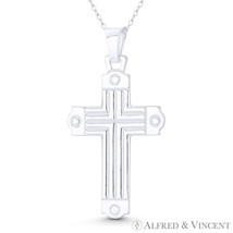 Orthodox Christian Crucifix Cross Solid 925 Italy Sterling Silver Chunky Pendant - £24.02 GBP+