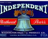 Vtg Independent Brand Northwest Pears Frutta Cassa Etichetta Yakima Wa Blu - $4.49