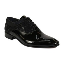 Men's GENIO Patent Leather Red Sole Shoes Formal 120196618 Black Stones image 7