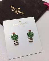 KATE SPADE 14K Gold Plated Scenic Route Green Pavé Cactus Stud Earrings New - $29.99