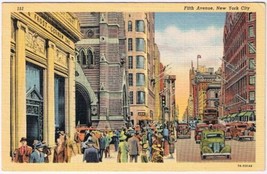 Postcard New York City Fifth Avenue Old Cars  ~ 1937 - £2.73 GBP