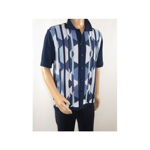 Mens Stacy Adams Italian Style Knit Woven Shirt Short Sleeves 3117 Navy Blue image 5