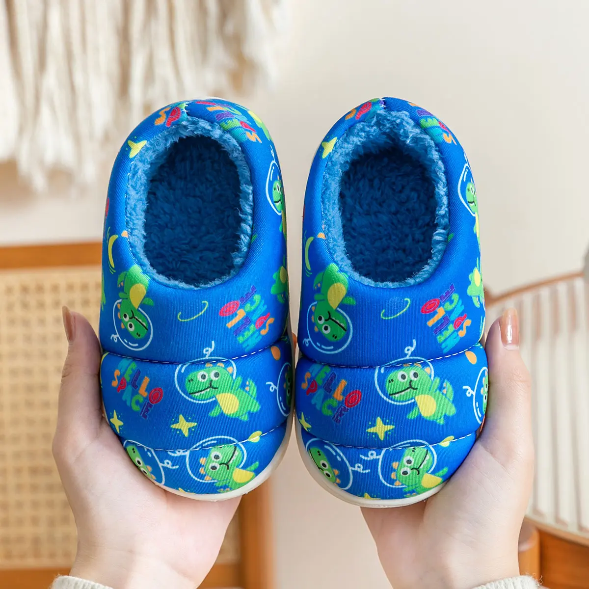 Kids Print Slipper For Boys Indoor Shoes Baby Girl  Slides Cotton Warm Winter Ho - £100.81 GBP