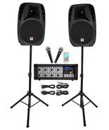 Rockville 15&quot; Church Speakers+Mixer+Stands+Mics+Bluetooth 4 Church Sound... - £826.57 GBP
