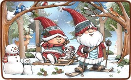 Printed Bath Rug (20&quot; X 30&quot;) Winter, Christmas Theme,Snowmen &amp; Gnomes On Skis,Lk - £15.56 GBP