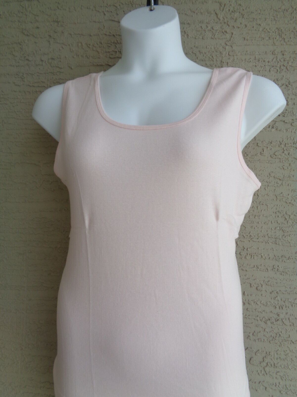 Roaman&#39;s Denim 24/7 Ribbed Cotton Scoop Neck Tank Top Plus S 12W  Lt. Pink - $5.45