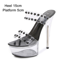 Summer Woman Shoes17cm Sexy Pvc High Heels Slippers Transparent Sandals Women St - £45.31 GBP