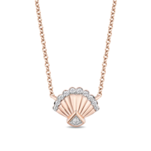 0.05 CT Round Cut Natural Diamond Seashell Pendant Necklace 14K Rose Gold Finish - £122.56 GBP