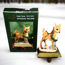 Vintage 1994 Hand Crafted Cast Iron Christmas Baby Deer Stocking Holder. W/ISSUE - £11.69 GBP