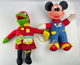 Set Mattel  Jim Henson Kermit the Frog &amp; Disney Mickey Mouse Dress Me Plush Doll - £22.88 GBP