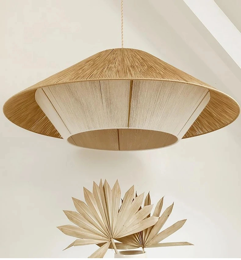 Handcrafted Hemp Rope Pendant Light – Rustic, Interior Decorative Lighting - $3,914.39 MXN
