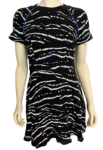 French Connection Women&#39;s Short Sleeve Fit and Flare Dress Black/Blue 8 - £30.25 GBP