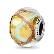 Silver Reflections Yellow/Gold/Blue Italian Murano Bead QRS1529 - £30.69 GBP