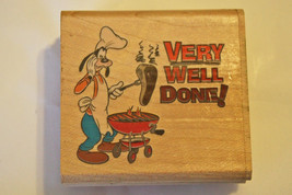 Disney Mickey Mouse&#39;s Goofy &quot;Very Well Done&quot; Mounted Rubber Stamp - £10.20 GBP