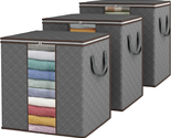 Blanket Storage Chest, 100L 3 Pack Large Comforter Storage Containers Fo... - $25.17