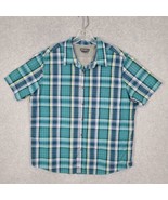 Eddie Bauer Men&#39;s Fishing Shirt Short Sleeve Blue Green Plaid XL - $14.02