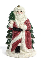 Vtg 1990 Fitz &amp; Floyd OMNIBUS OCI Small Santa w/ Tree Lidded Trinket Candy Jar - £15.00 GBP