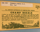 Vintage HB 357 Pennsylvania R R Box Car Model Train Decals Bronze Gold - £10.27 GBP