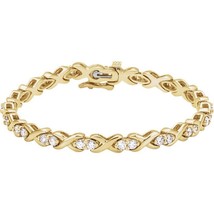 Authenticity Guarantee 
14K Yellow Gold 2.38 CTW Diamond Tennis Link Bracelet - £5,703.98 GBP