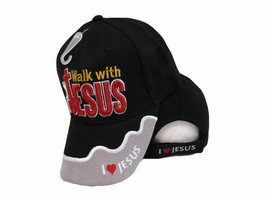 Walk With Jesus I Love Jesus Black Grey Christian Embroidered Cap CAP823 Hat - £14.43 GBP