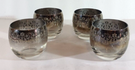 Set Of 4 Royal Madeira Embossed Roly Poly Glasses Silver Luster Mid Century Mcm - £20.07 GBP