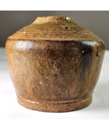 Antique Stoneware Small Pot Decorative Décor Green Brown Earth Tones 4.5... - $49.11 CAD