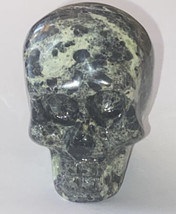 Polished Stone Agate Carved Skull Black White &amp; Gray  2” H X 1.5” W - £7.46 GBP