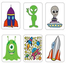 Alien Spaceship Label Sticker Decal CRAFTS Teachers SCHOOLS Made In The ... - £0.77 GBP+