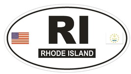 RI Rhode Island Oval Bumper Sticker or Helmet Sticker D775 Euro Oval with Flags - £1.09 GBP+