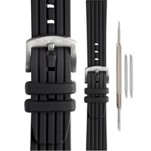 Morellato Brenta Rubber Watch Strap - Black - 20mm - Satin-finish Stainless Stee - £29.64 GBP
